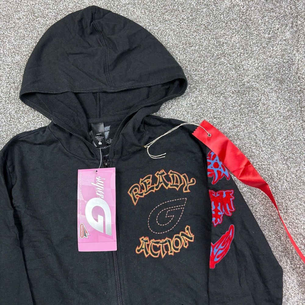 NWT Vintage Y2K Super G Hoodie Womens S Black Ready Action Hein Gericke Grunge - Picture 2 of 13